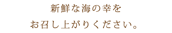 新鮮な海の幸を お召し上がりください。